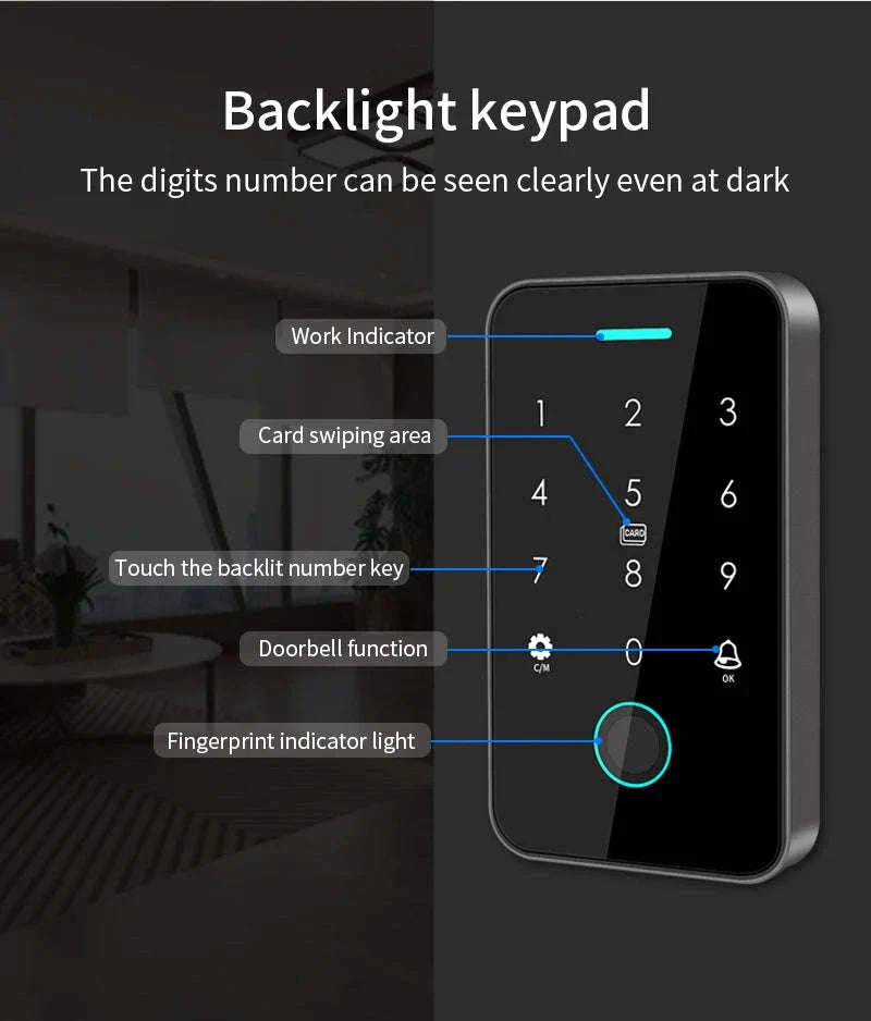 Dual-Frequency Tuya Fingerprint Outdoor Access Control Keypad - Image 10