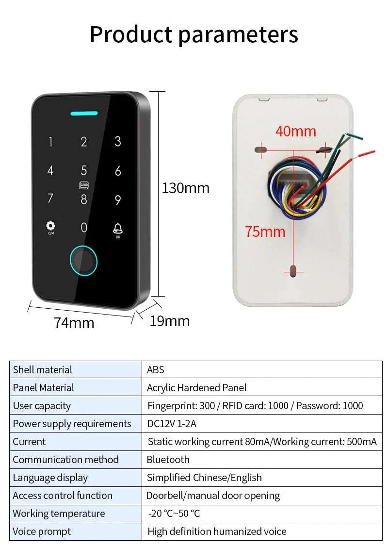 Dual-Frequency Tuya Fingerprint Outdoor Access Control Keypad - Image 21