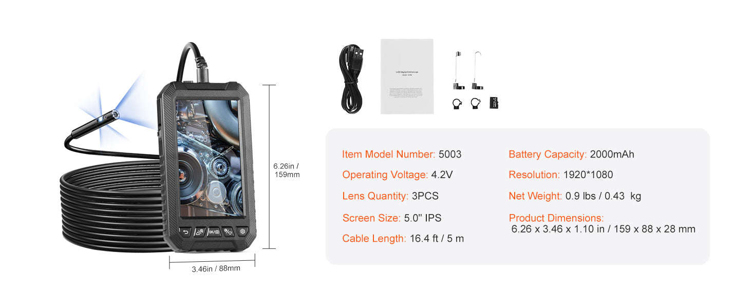 Dual Lens Endoscope Camera 1080P with 5" Screen - Image 13