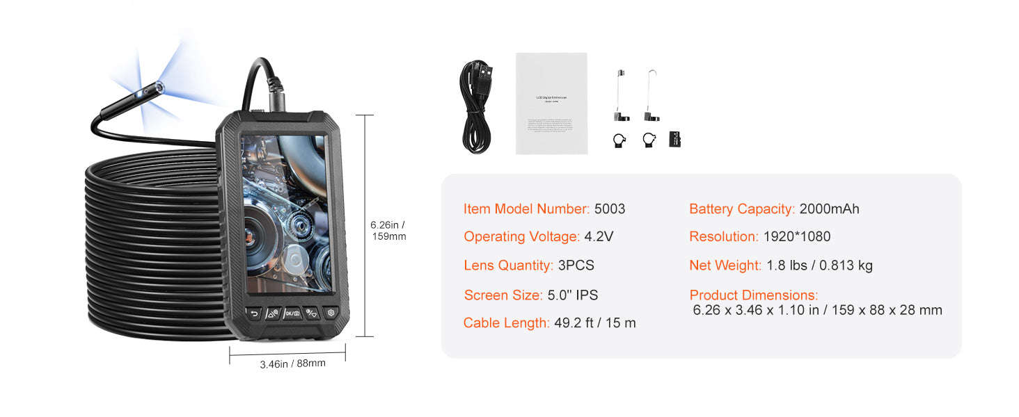 Dual Lens Endoscope Camera 1080P with 5" Screen - Image 14