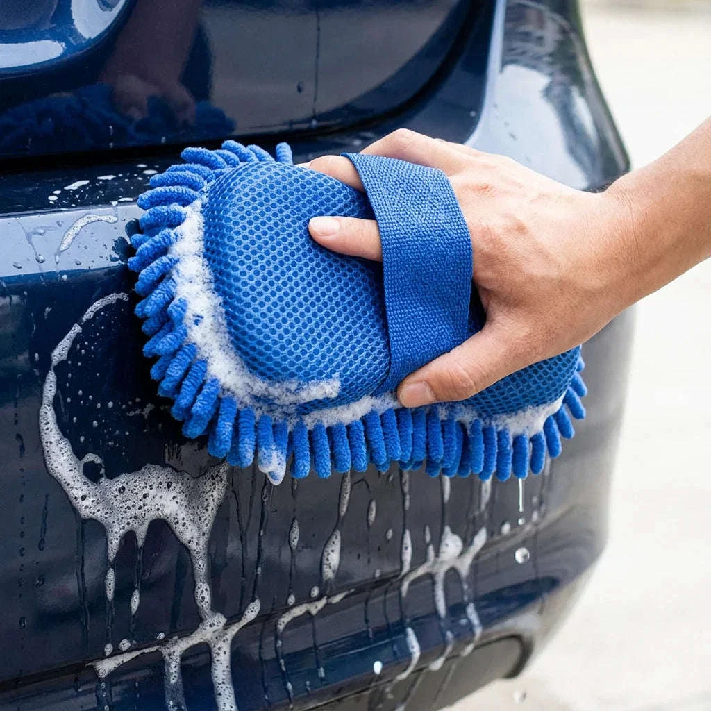 Dual-Sided Chenille Car Wash Sponge Block, Scratch-Free 26x15cm - Image 3