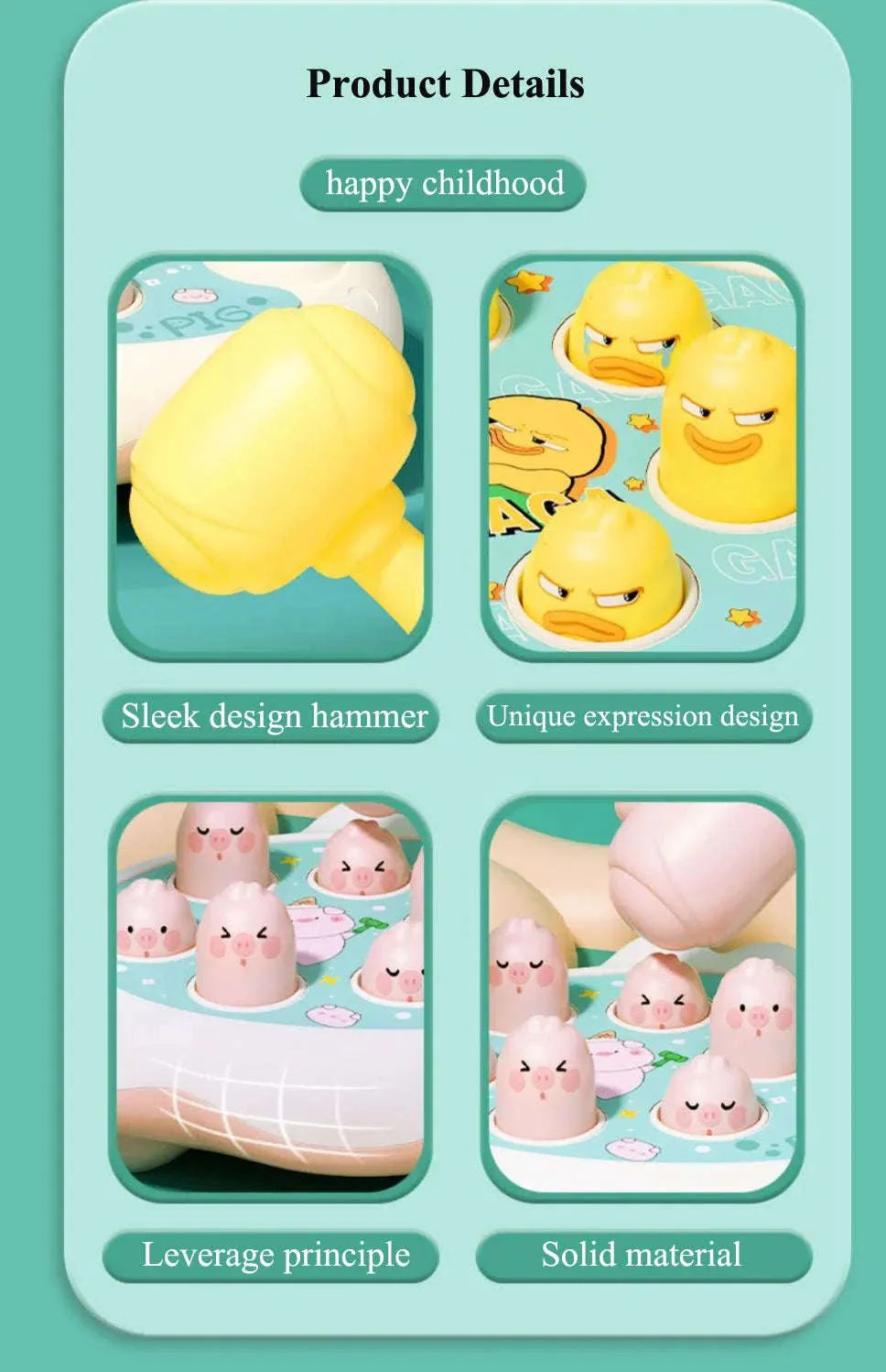 Duck Frog Pig Montessori Animal Hammer Toy for Toddlers - Image 15