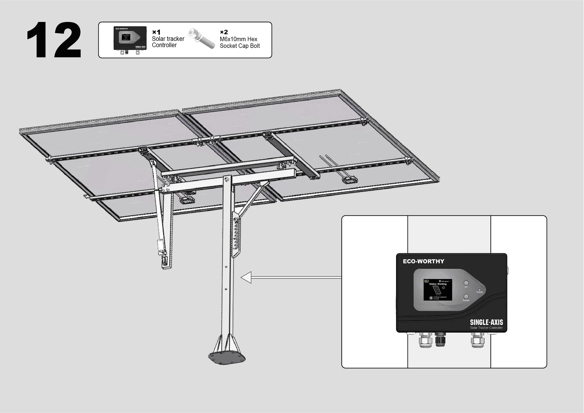 Solar Panel Single Axis Tracker System with Controller, 30% More Power - Image 32