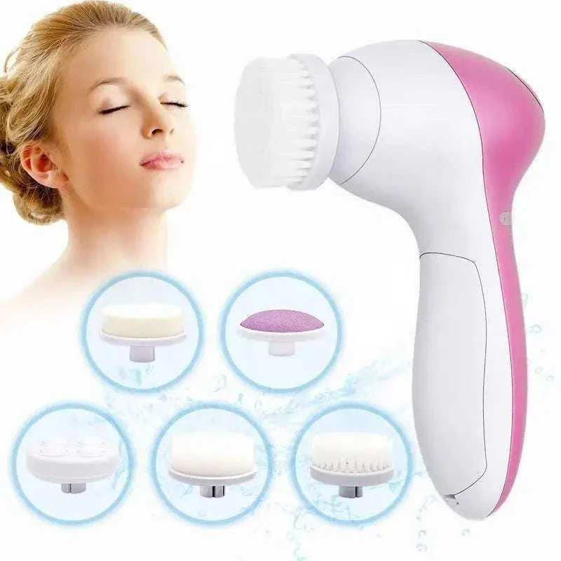 5-in-1 Electric Facial Cleansing Brush for Deep Clean & Blackhead Removal