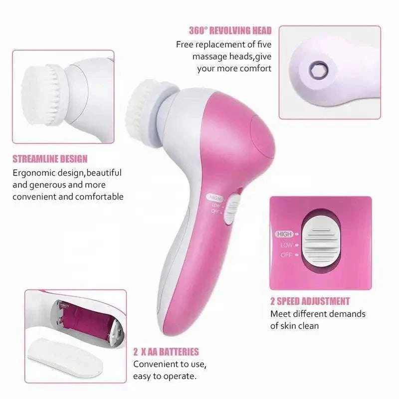 5-in-1 Electric Facial Cleansing Brush for Deep Clean & Blackhead Removal - Image 16
