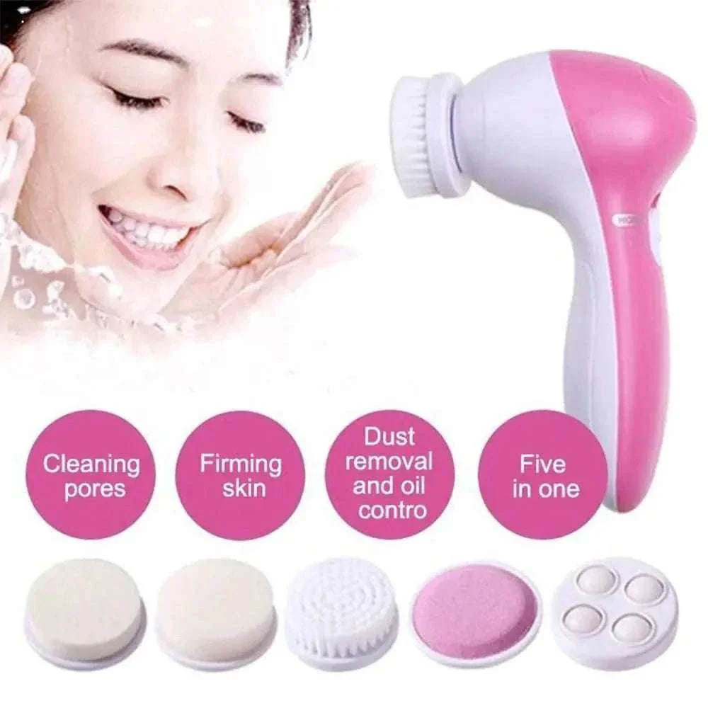 5-in-1 Electric Facial Cleansing Brush for Deep Clean & Blackhead Removal - Image 2