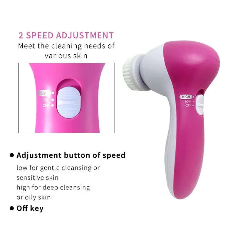 Electric Facial Cleaner 5-in-1 Brush for Daily Skincare - Image 3