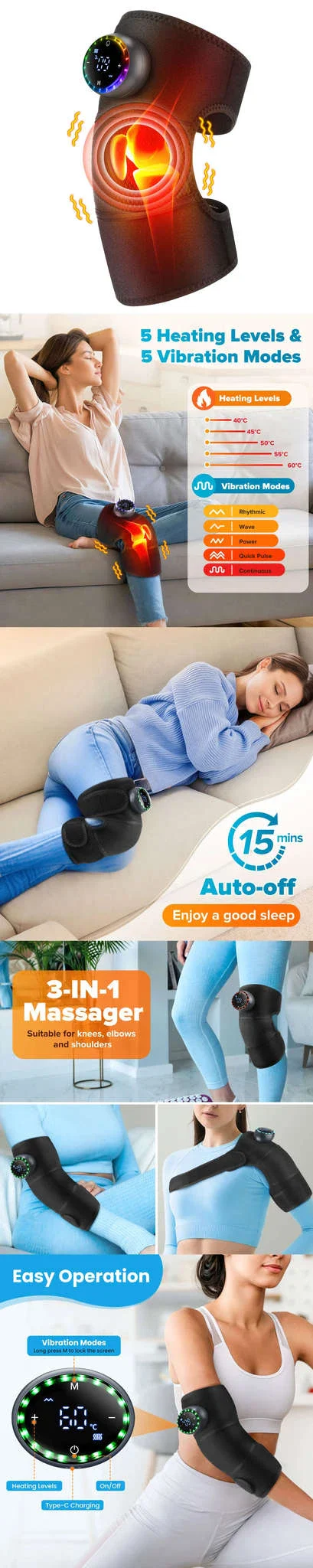 Electric Heated Knee Massager with Vibration and Warmth - Image 16