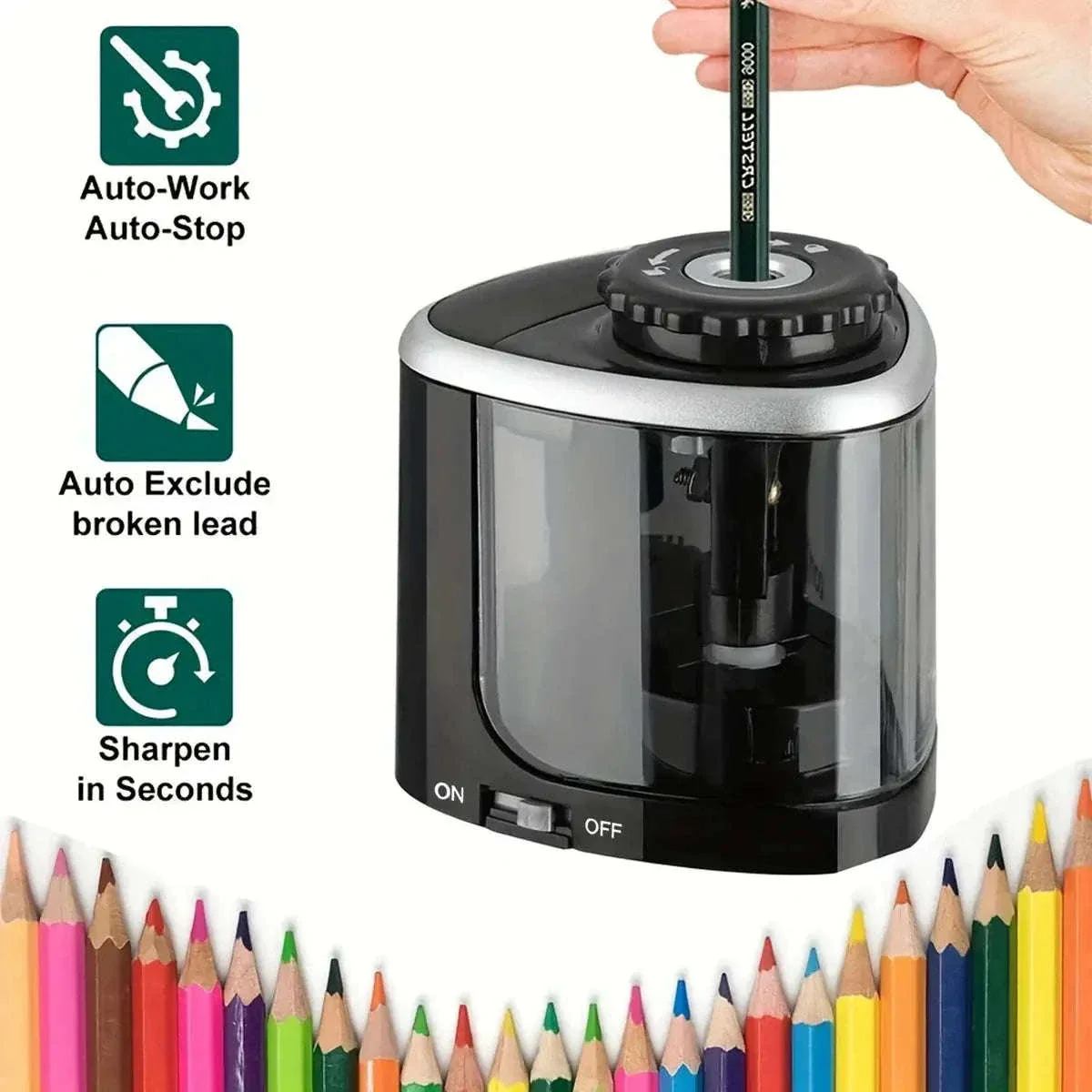 Desktop Electric Pencil Sharpener for 6–8 mm Pencils - Image 15