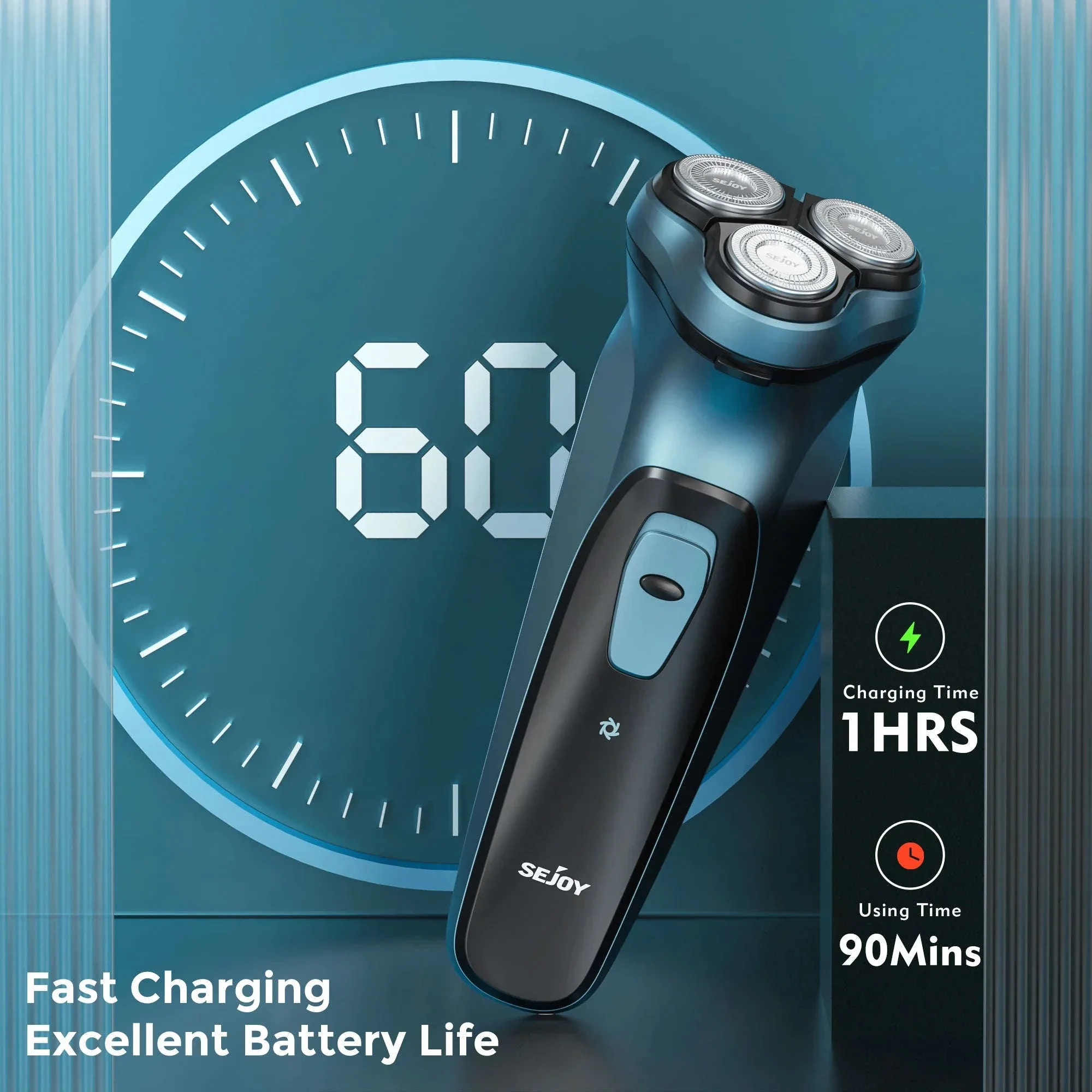 Electric Rotary Shaver for Men with 3D Floating Triple Blades - Image 10