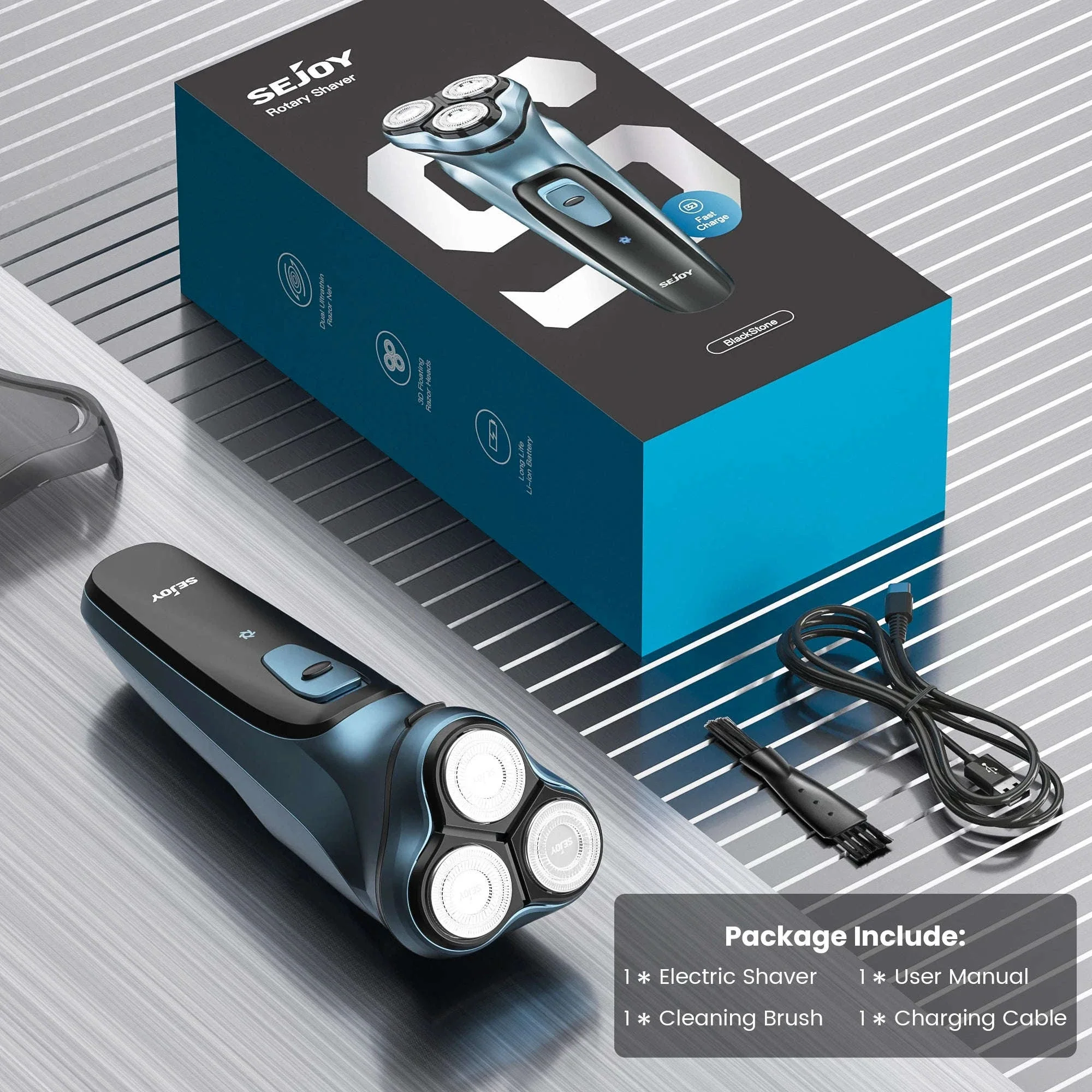 Electric Rotary Shaver for Men with 3D Floating Triple Blades - Image 18