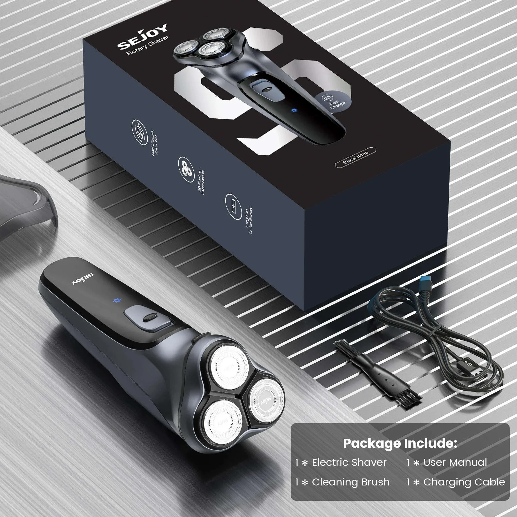 Electric Rotary Shaver for Men with 3D Floating Triple Blades - Image 19