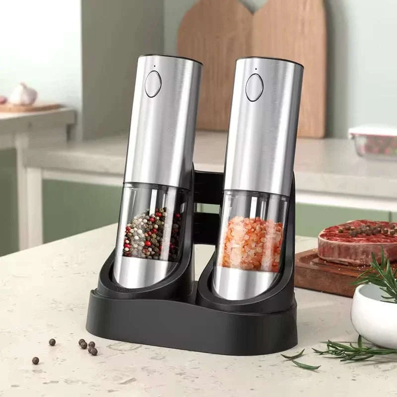 Electric Salt and Pepper Grinder Set with Rechargeable Base - Image 2