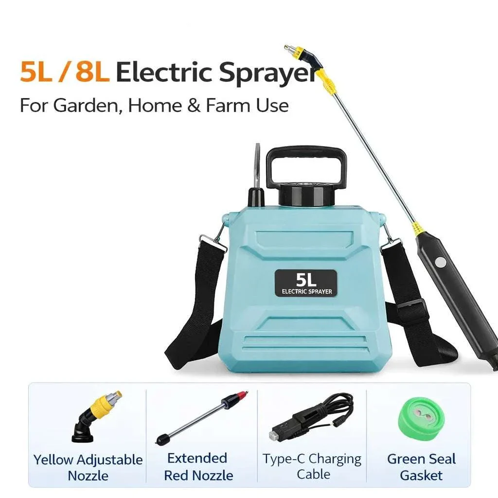 Electric Backpack Garden Sprayer 5L/8L with Adjustable Nozzles - Image 5