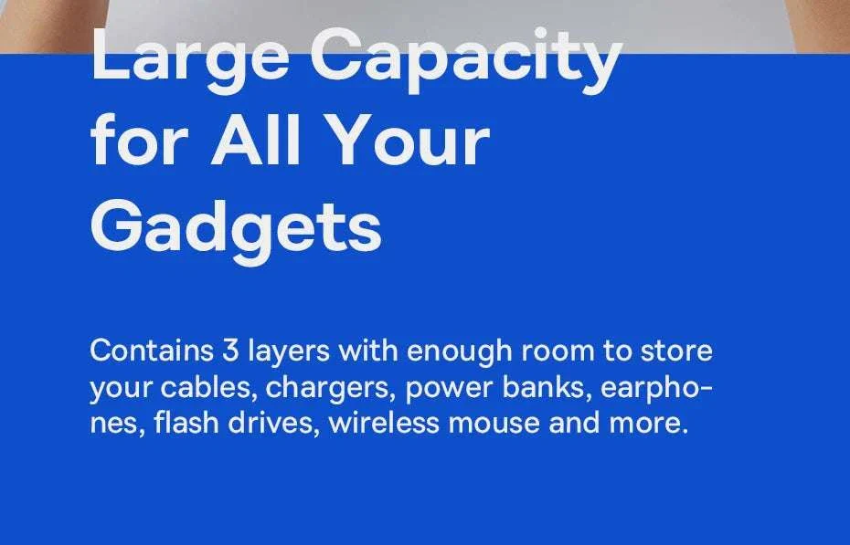 Electronics Organizer Bag with Zipper for Cables Chargers & Gadgets - Image 12