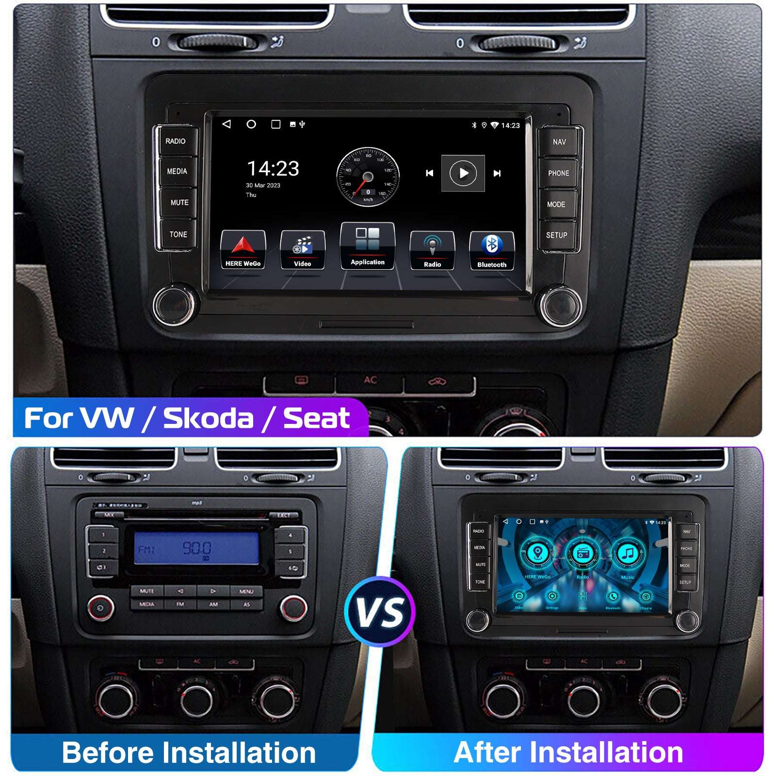 7" Android 14 Car Stereo for VW with CarPlay, GPS & Voice AI - Image 9