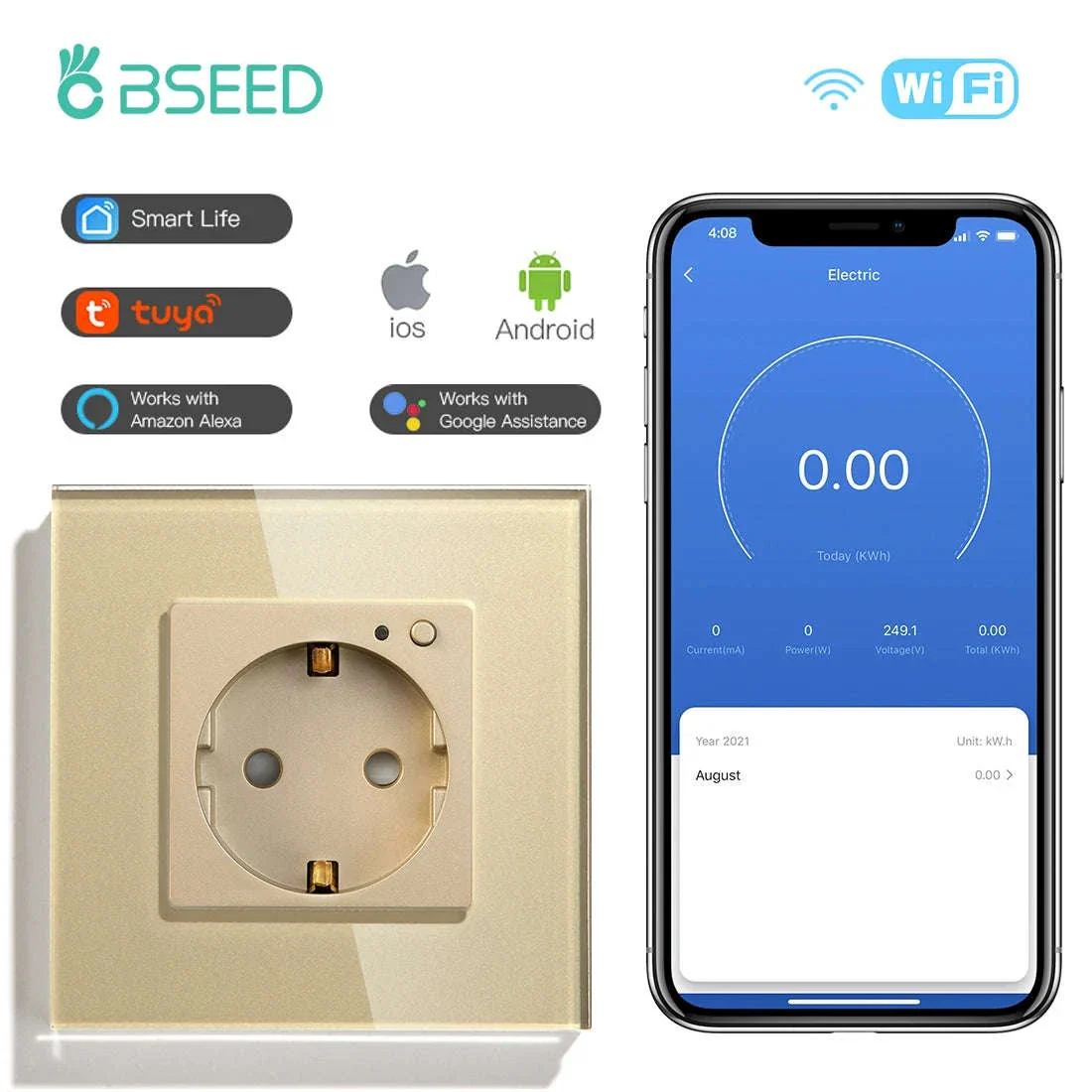 EU 16A Wall Power Socket with Glass Panel (110–250V) - Image 29