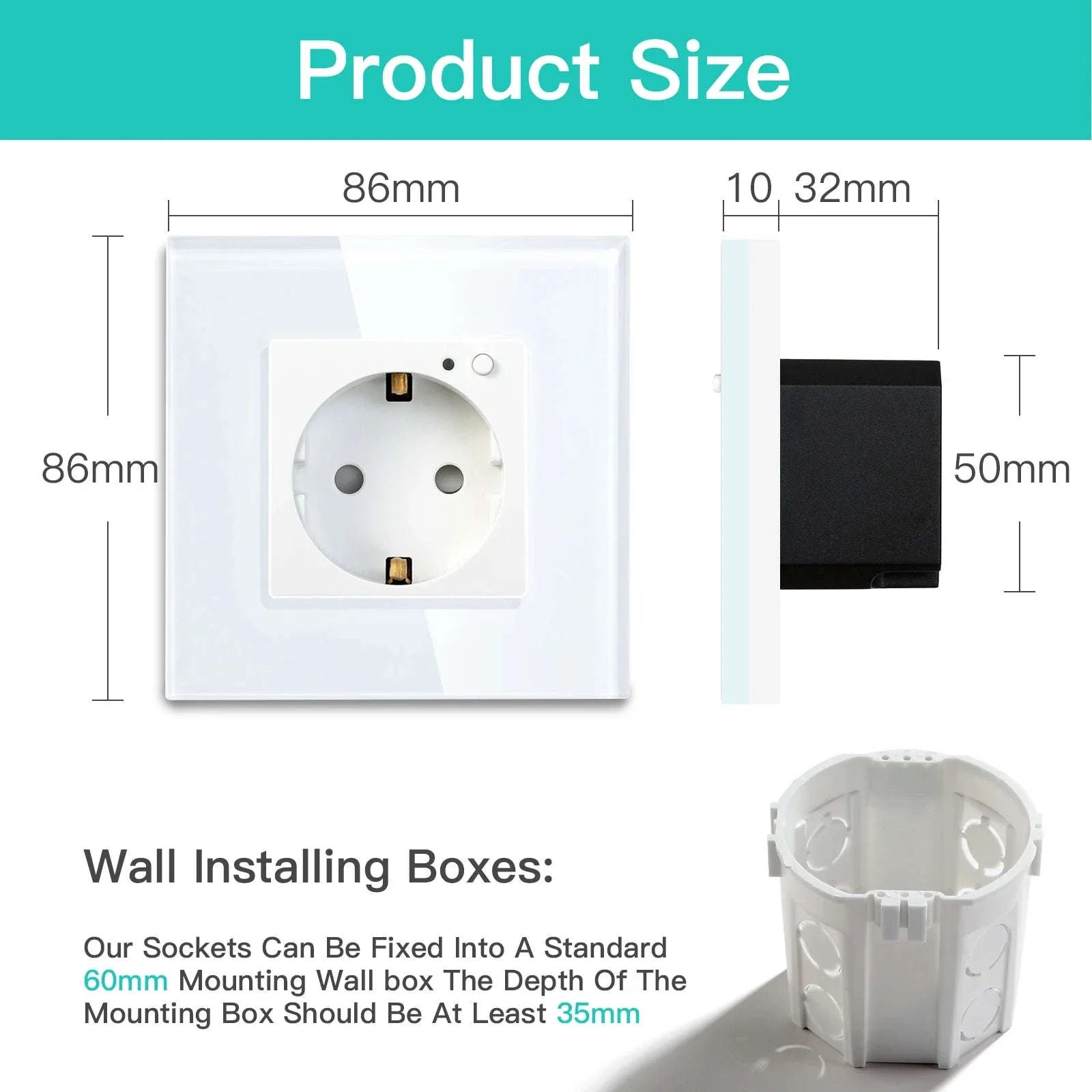EU 16A Wall Power Socket with Glass Panel (110–250V) - Image 5