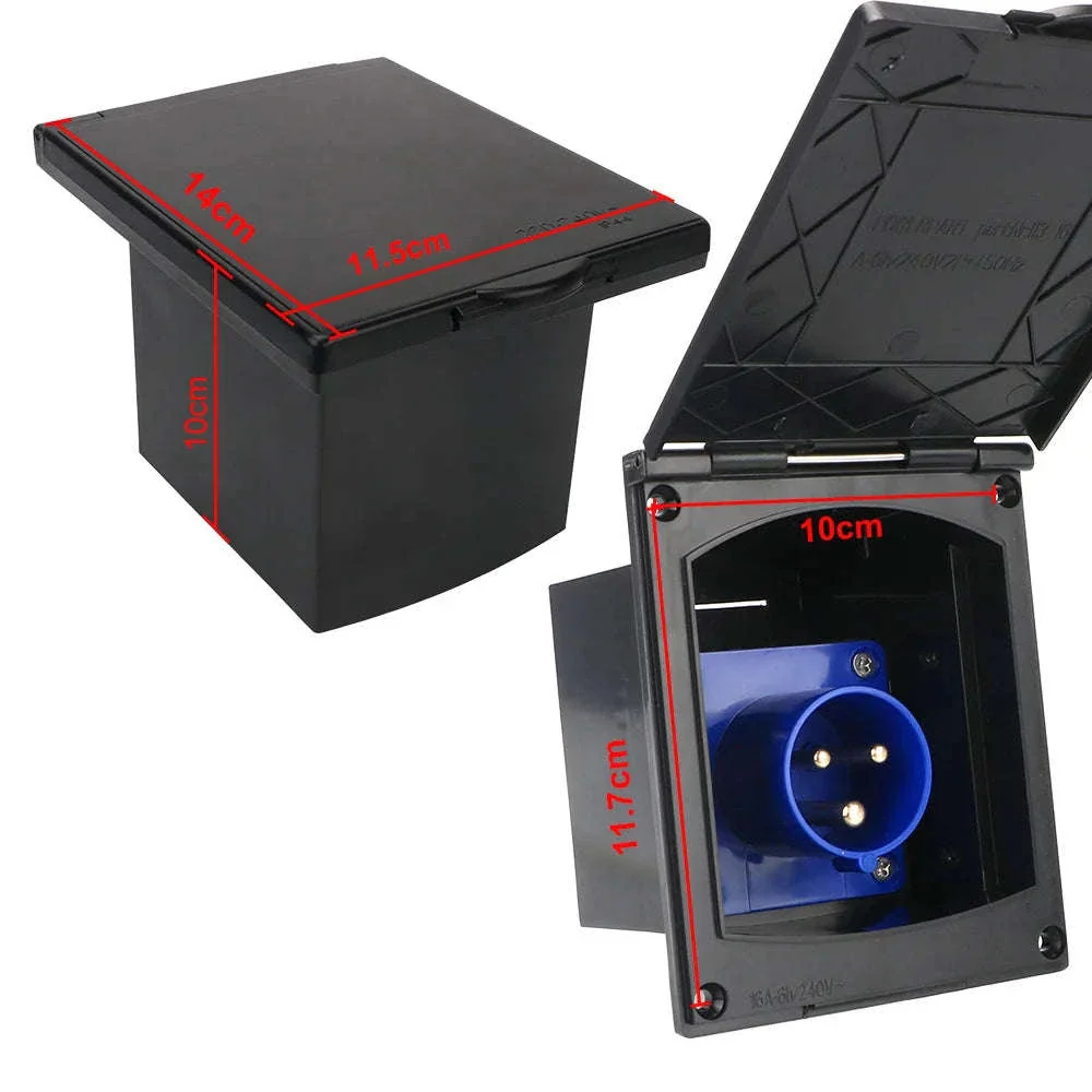 External Flush Hook Up Socket with Cover 220V-240V 16A - Image 3