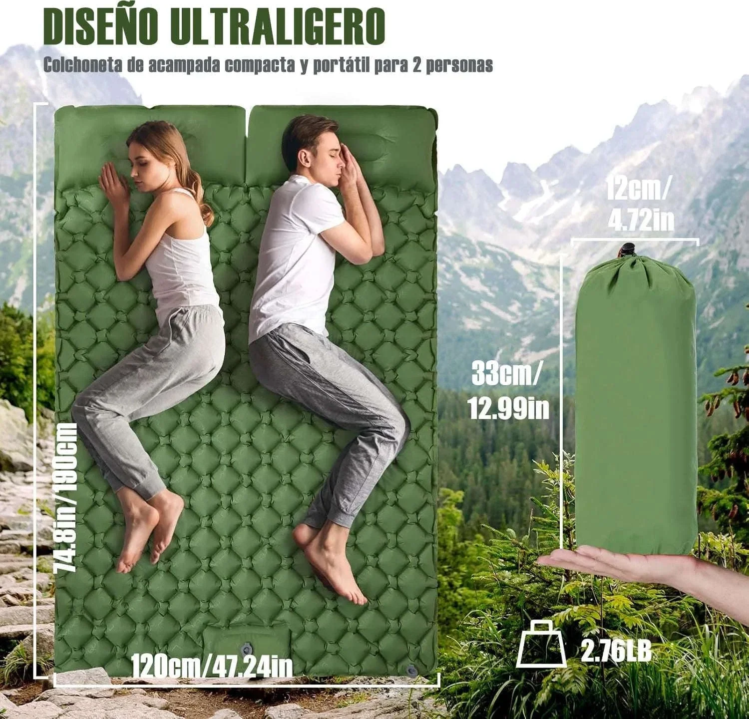 Extra Wide Inflatable Sleeping Pad for Camping Travel - Image 4