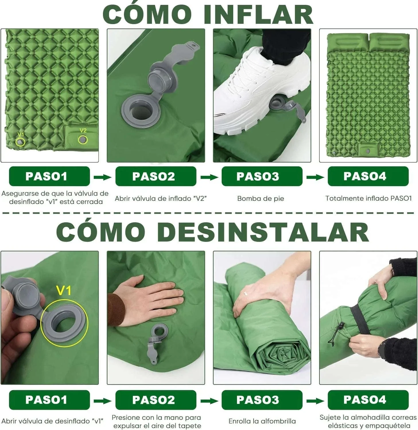 Extra Wide Inflatable Sleeping Pad for Camping Travel - Image 6