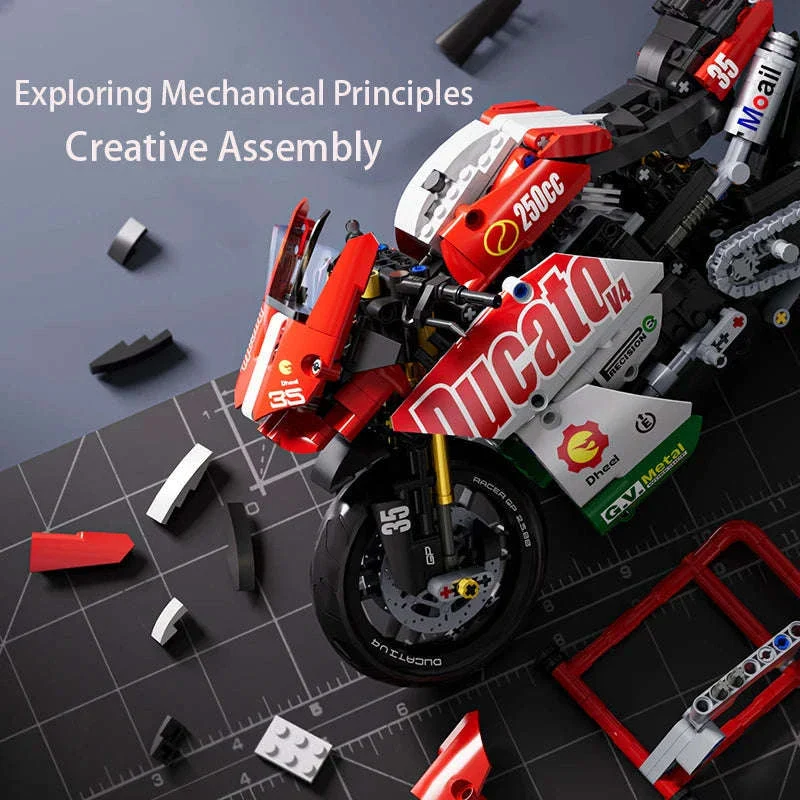 V4 Motorcycle Building Blocks Model Kit for Display Building - Image 8