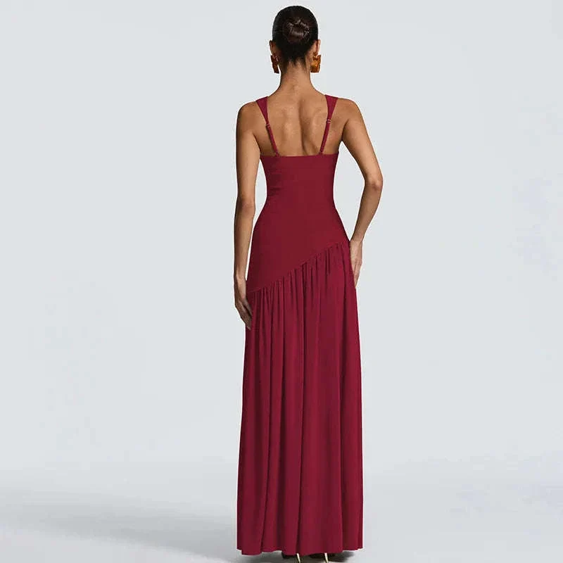 Elegant Sleeveless High Waist Slit Dress with Belted Sash - Image 15