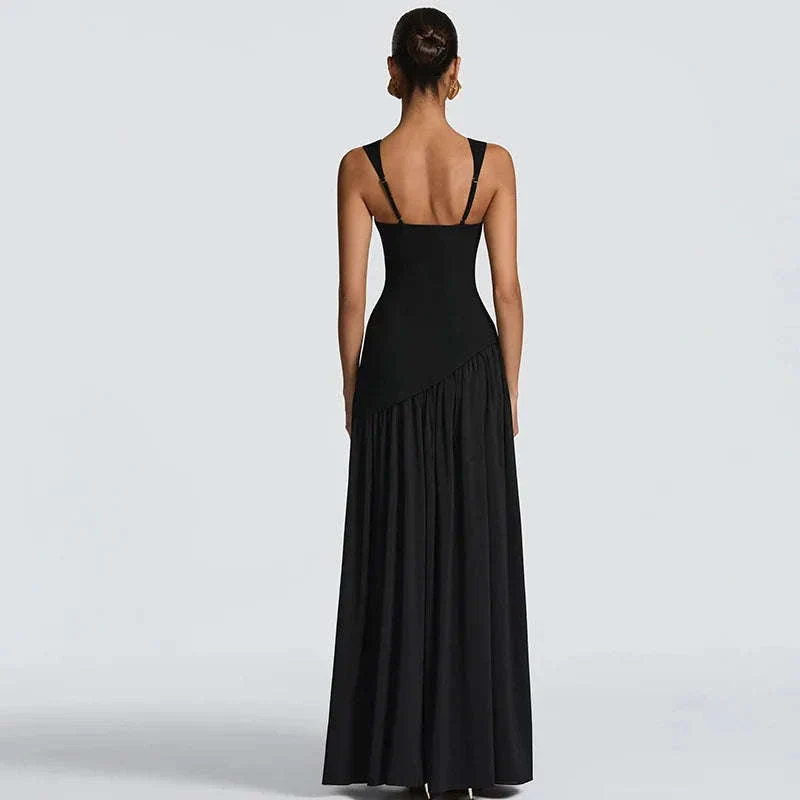 Elegant Sleeveless High Waist Slit Dress with Belted Sash - Image 25