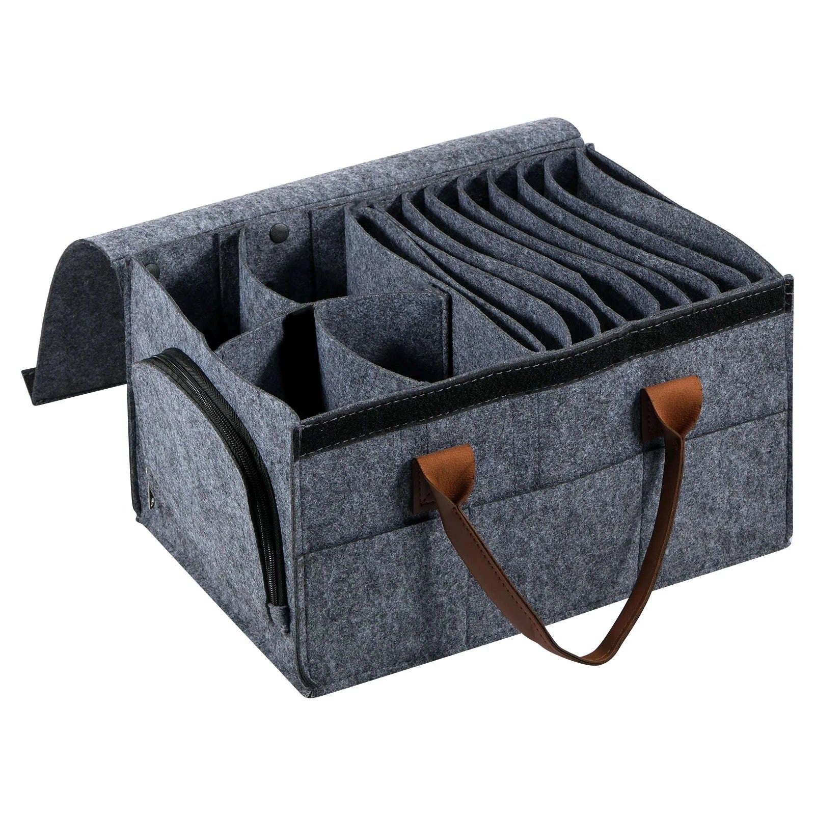 Felt Dish Storage Container with Dividers and Side Pockets - Image 11