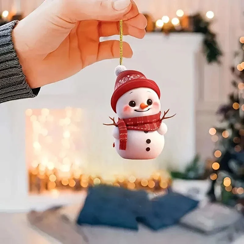 Festive 5-Pack Acrylic Snowman Christmas Ornaments - Image 5
