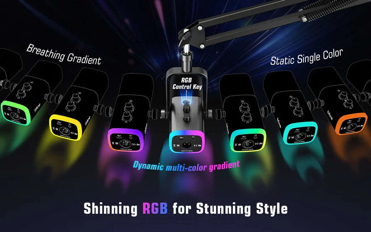 FIFINE AM8T Gaming Microphone Kit with USB/XLR and Boom Arm - Image 12