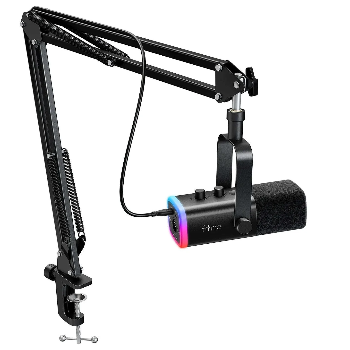 FIFINE AM8T Gaming Microphone Kit with USB/XLR and Boom Arm - Image 17