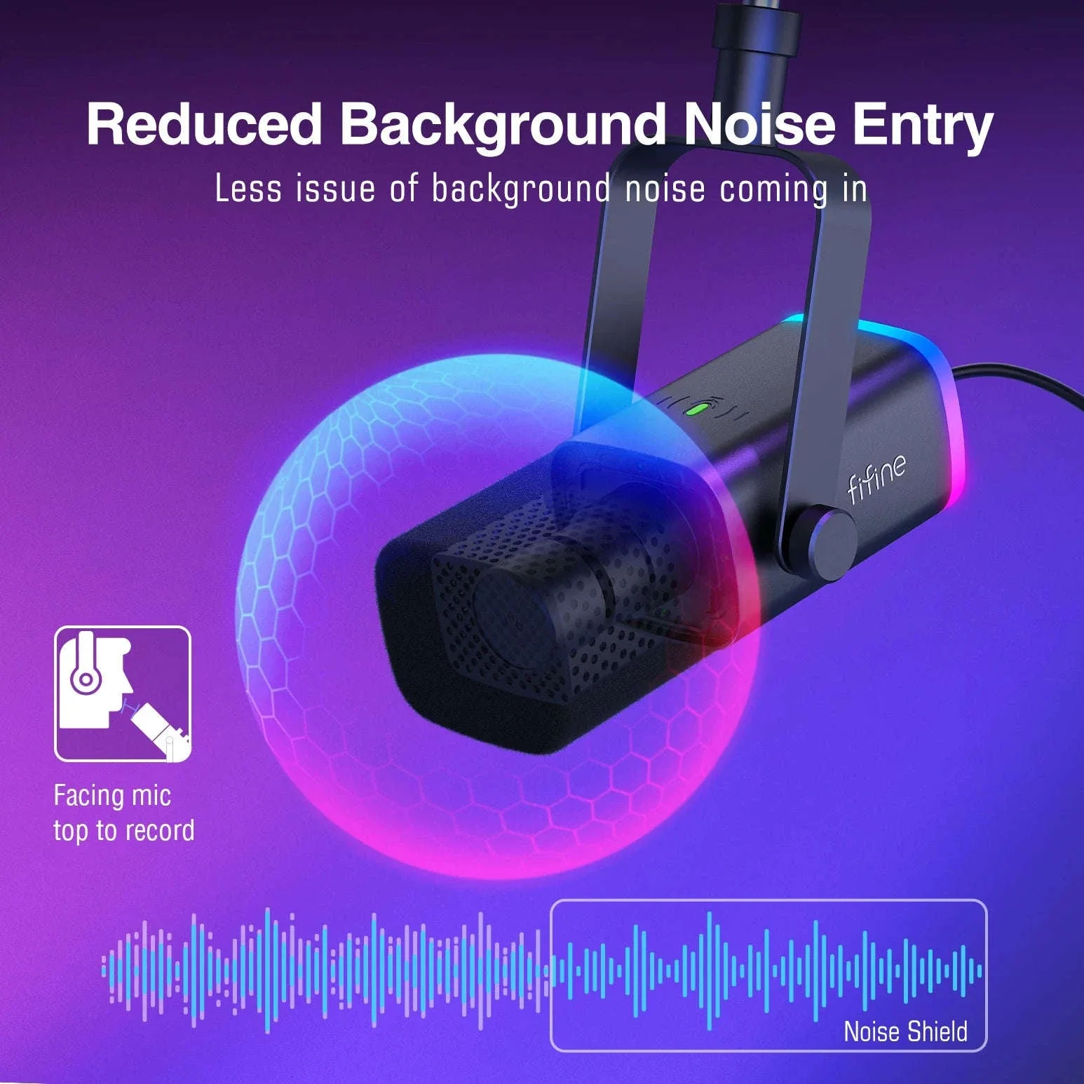 FIFINE AM8T Gaming Microphone Kit with USB/XLR and Boom Arm - Image 3