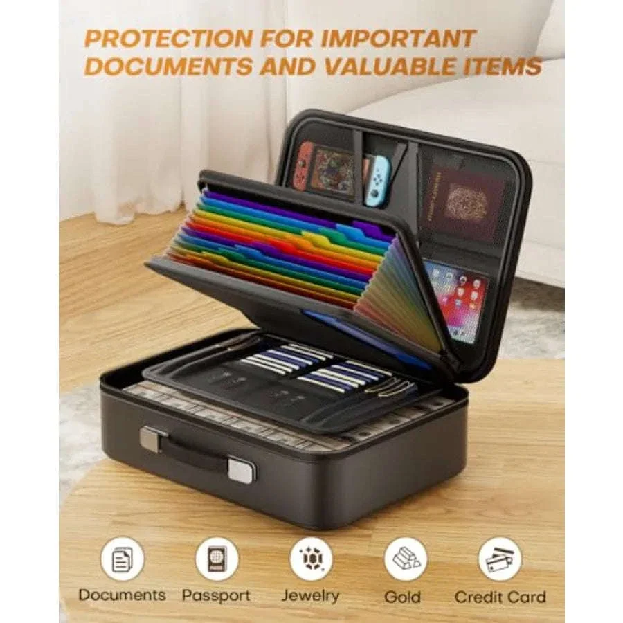 Fireproof Document Box with Lock for Home Office Storage - Image 5