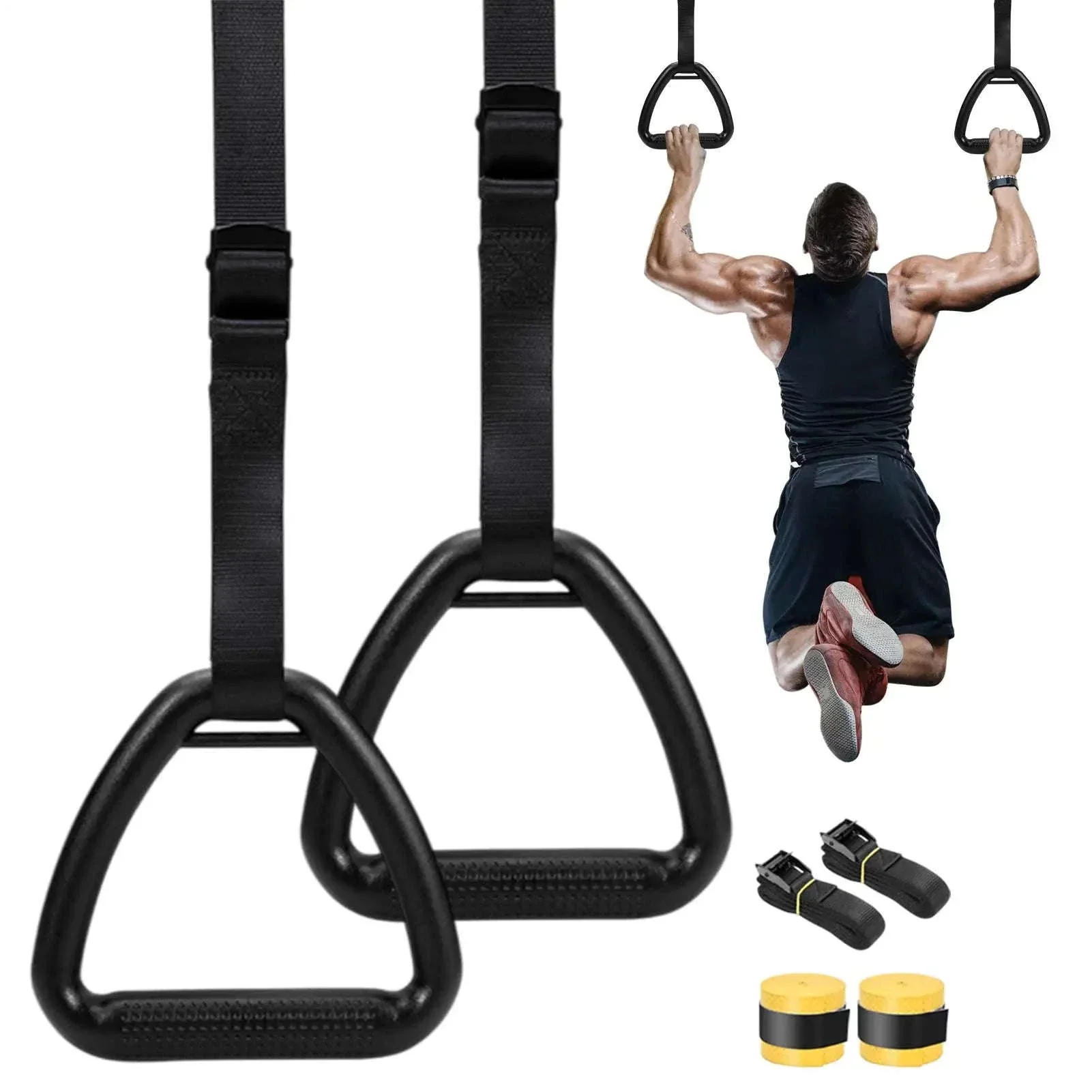Gymnastic Rings with Adjustable Straps for Strength Training