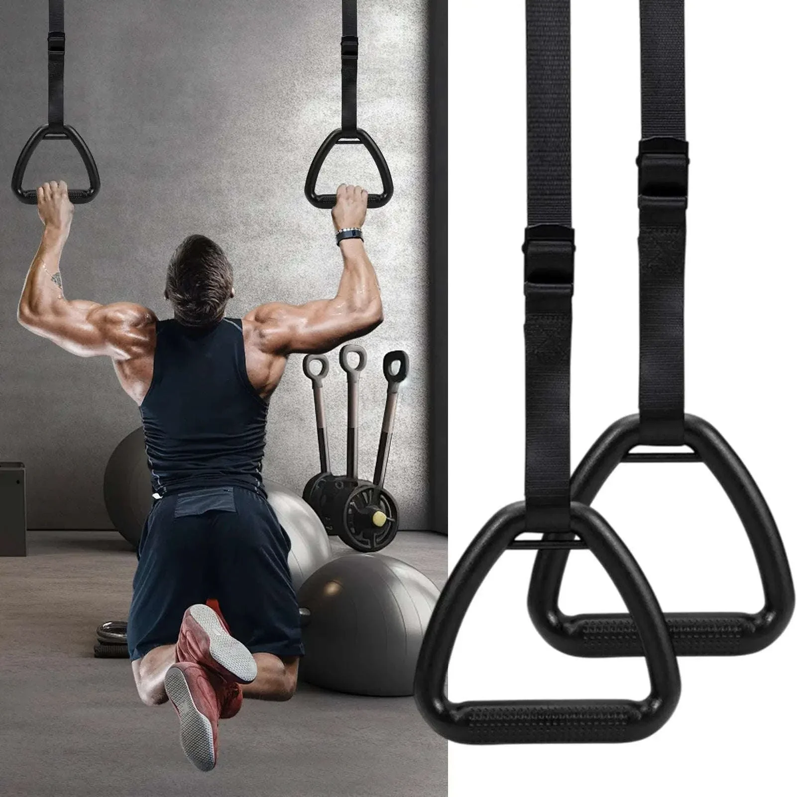 Gymnastic Rings with Adjustable Straps for Strength Training - Image 3