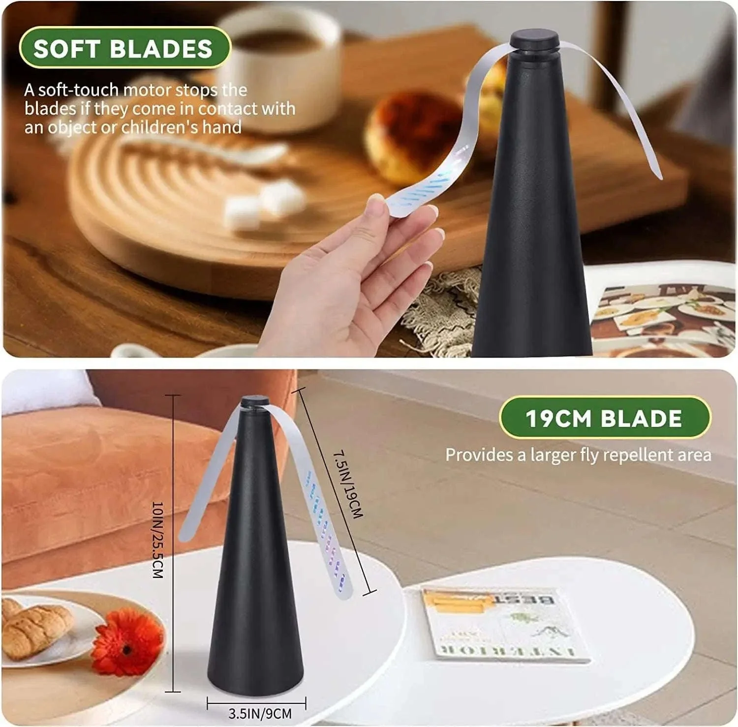 Fly Fan for Tables with Soft Blades, Quiet Airflow for Meals - Image 10