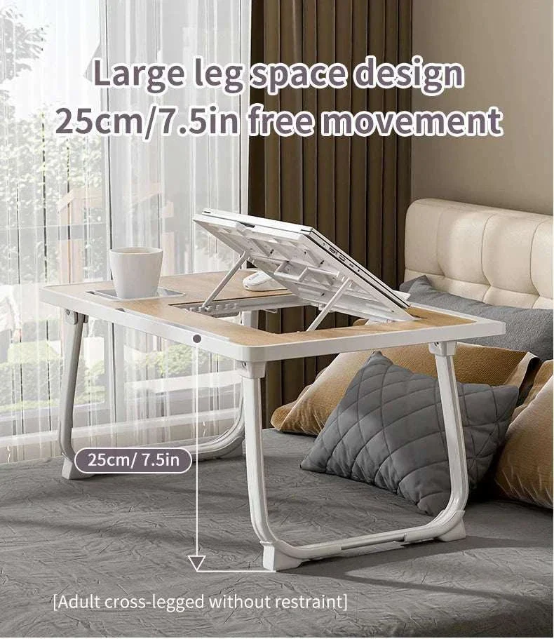 Foldable Laptop Desk with Drawers – Adjustable Reading & Bed Tray - Image 22