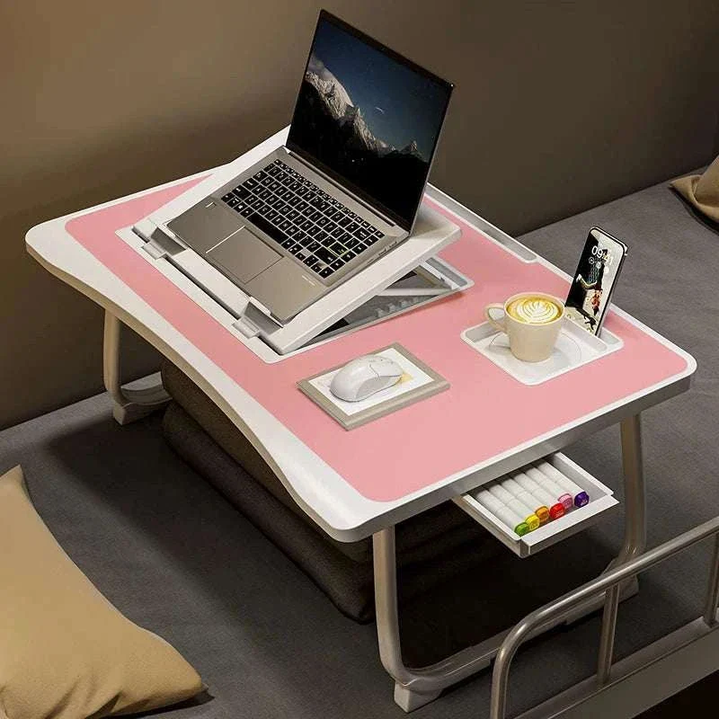Foldable Laptop Desk with Drawers – Adjustable Reading & Bed Tray - Image 27