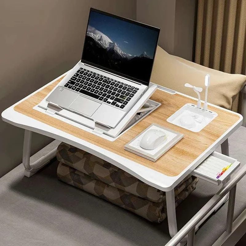 Foldable Laptop Desk with Drawers – Adjustable Reading & Bed Tray - Image 3