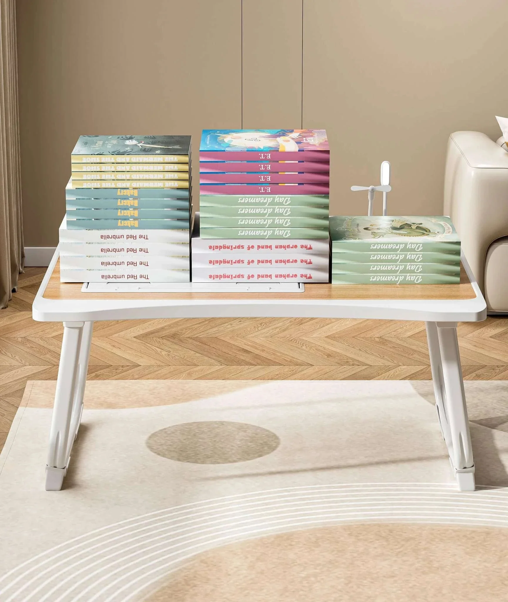 Foldable Laptop Desk with Drawers – Adjustable Reading & Bed Tray - Image 5