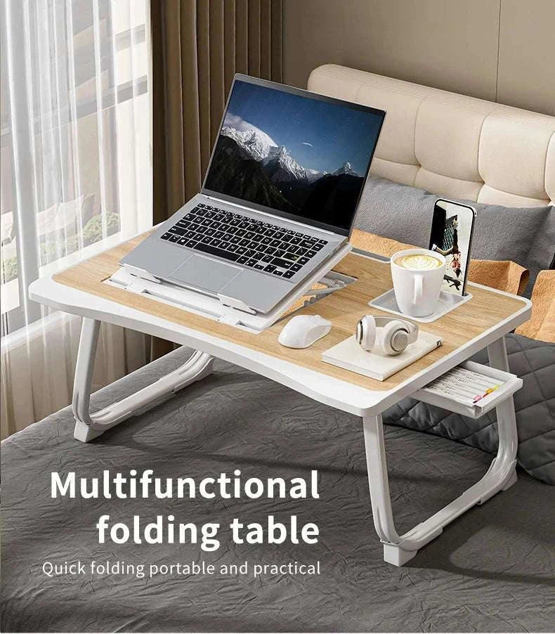 Foldable Laptop Desk with Drawers – Adjustable Reading & Bed Tray - Image 6