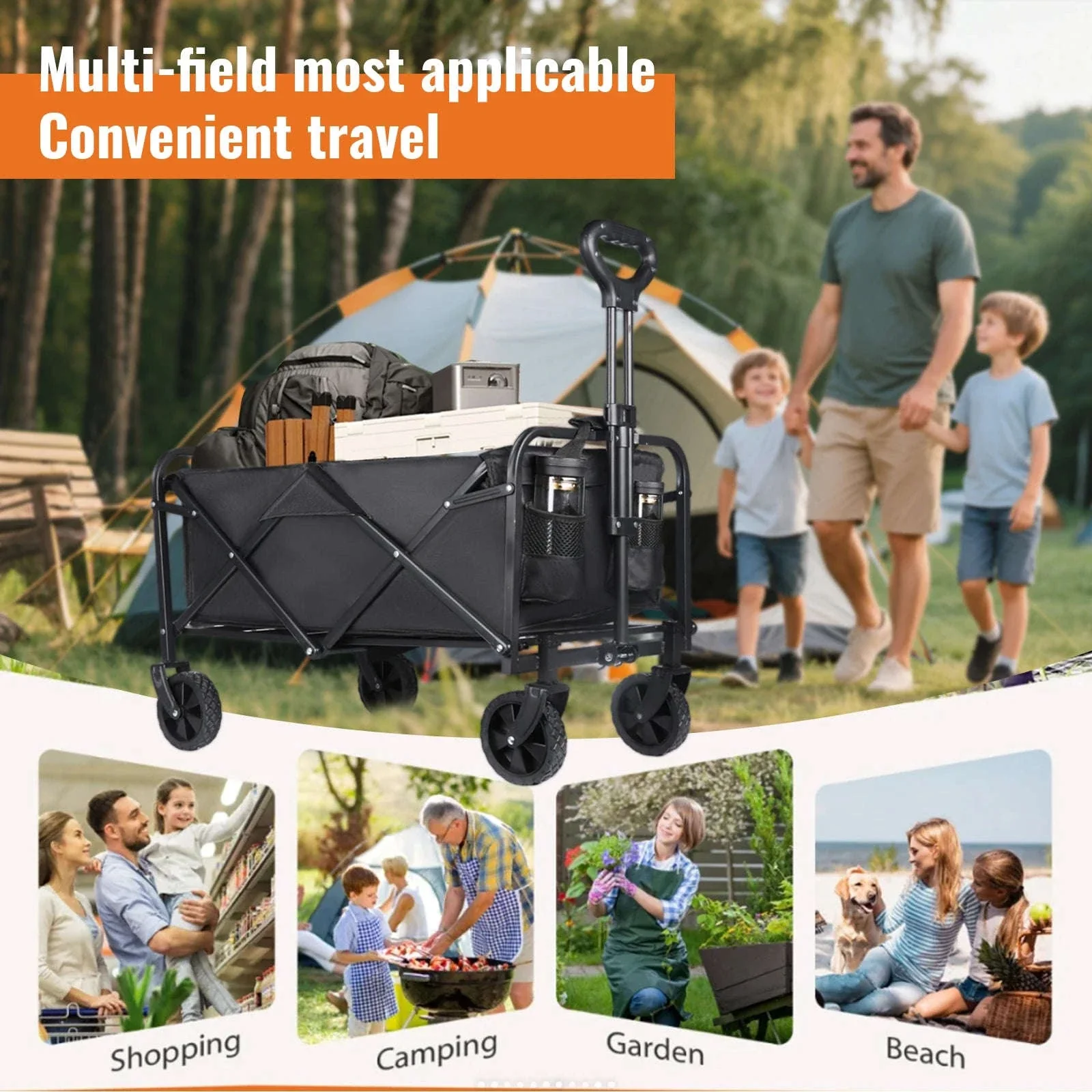 Folding Camping Cart with 100L/150L Capacity & All-Terrain Wheels - Image 15