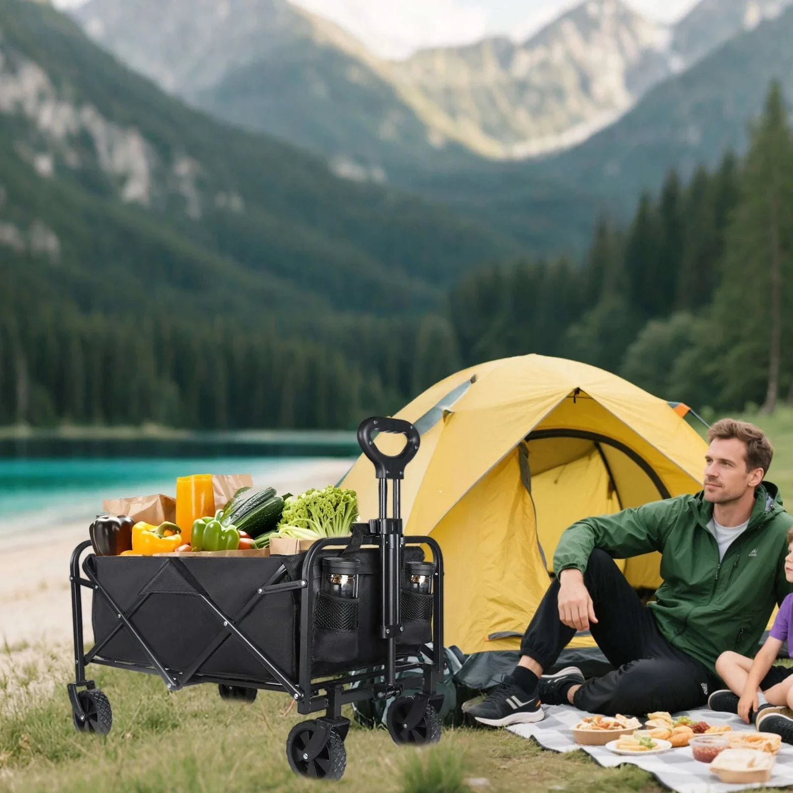 Folding Camping Cart with 100L/150L Capacity & All-Terrain Wheels - Image 16