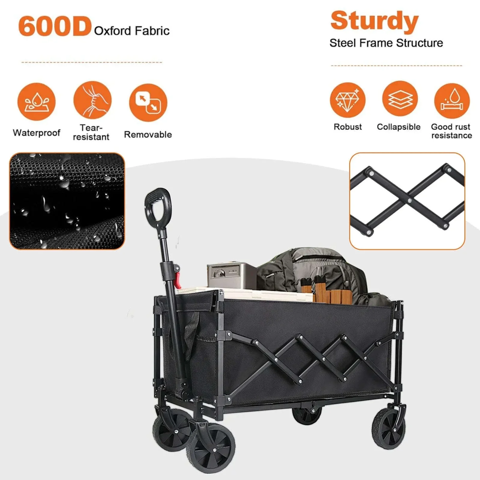 Folding Camping Cart with 100L/150L Capacity & All-Terrain Wheels - Image 33