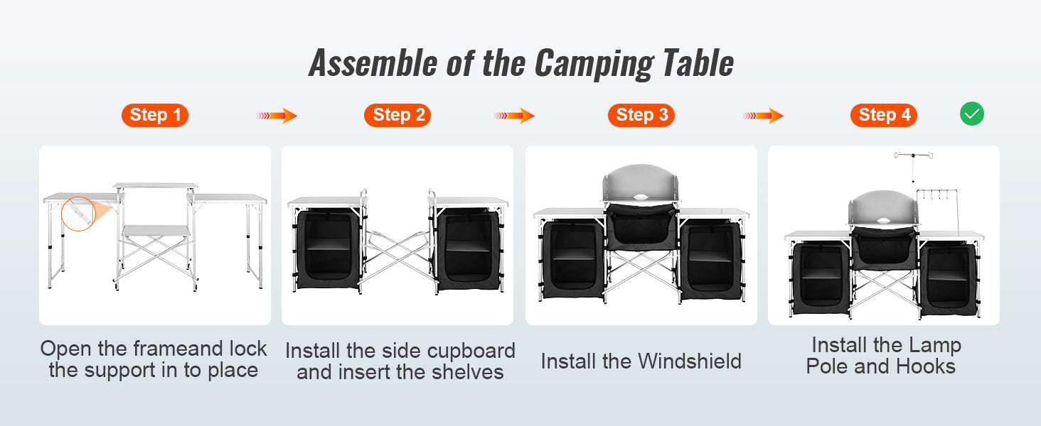 Folding Camping Kitchen Table with Storage and Windscreen - Image 10