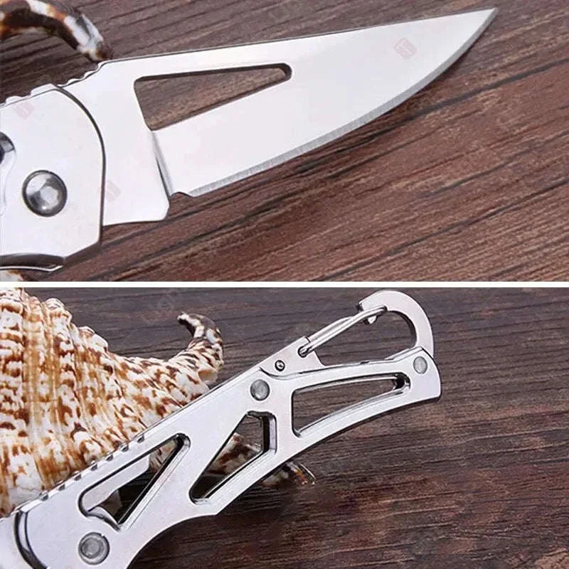 Folding Fruit Knife with Stainless Steel Blade and Keychain - Image 10
