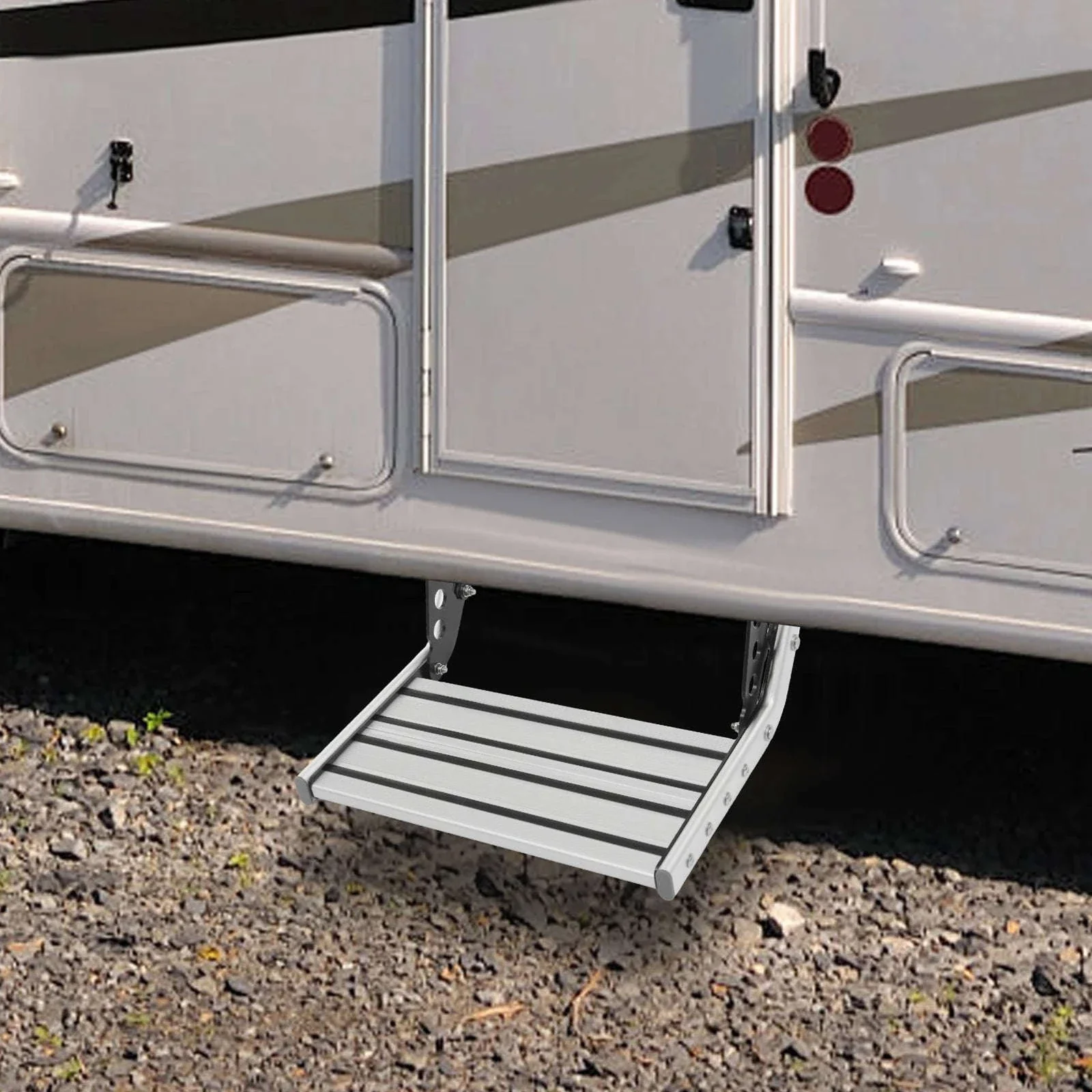Folding RV Step Silver Aluminum Alloy 44cm with 12V LED Light - Image 3
