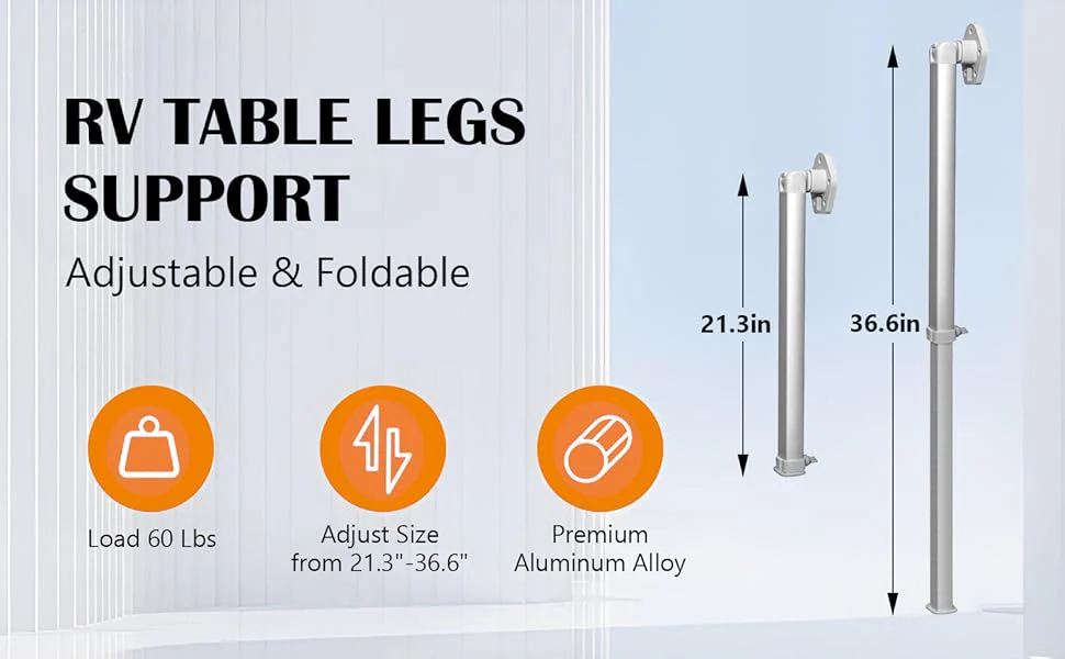 Folding Telescoping RV Table Legs 21.3-36.6 Inch Height Adjustable Aluminum Alloy - Image 14