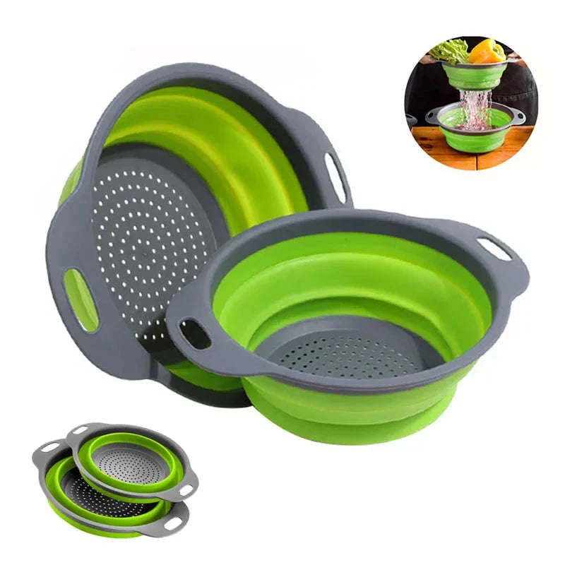 Folding Silicone Colander for Fast Draining and Slim Storage